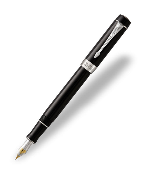 Parker Duofold Classic Centennial Fountain Pen - Black with Chrome Trim