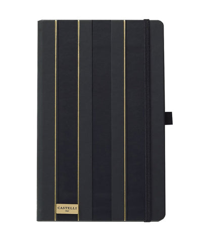 Castelli Black & Gold Collection Notebook - Stripes Black & Gold