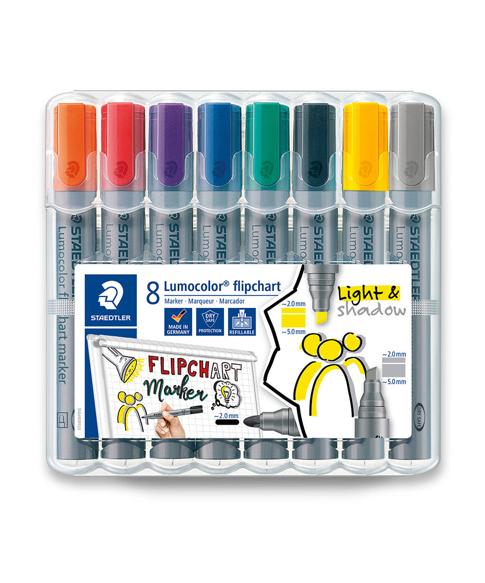 STAEDTLER 356 SWP8 Lumocolor Flipchart Markers - Assorted Colours (Pack of  8)