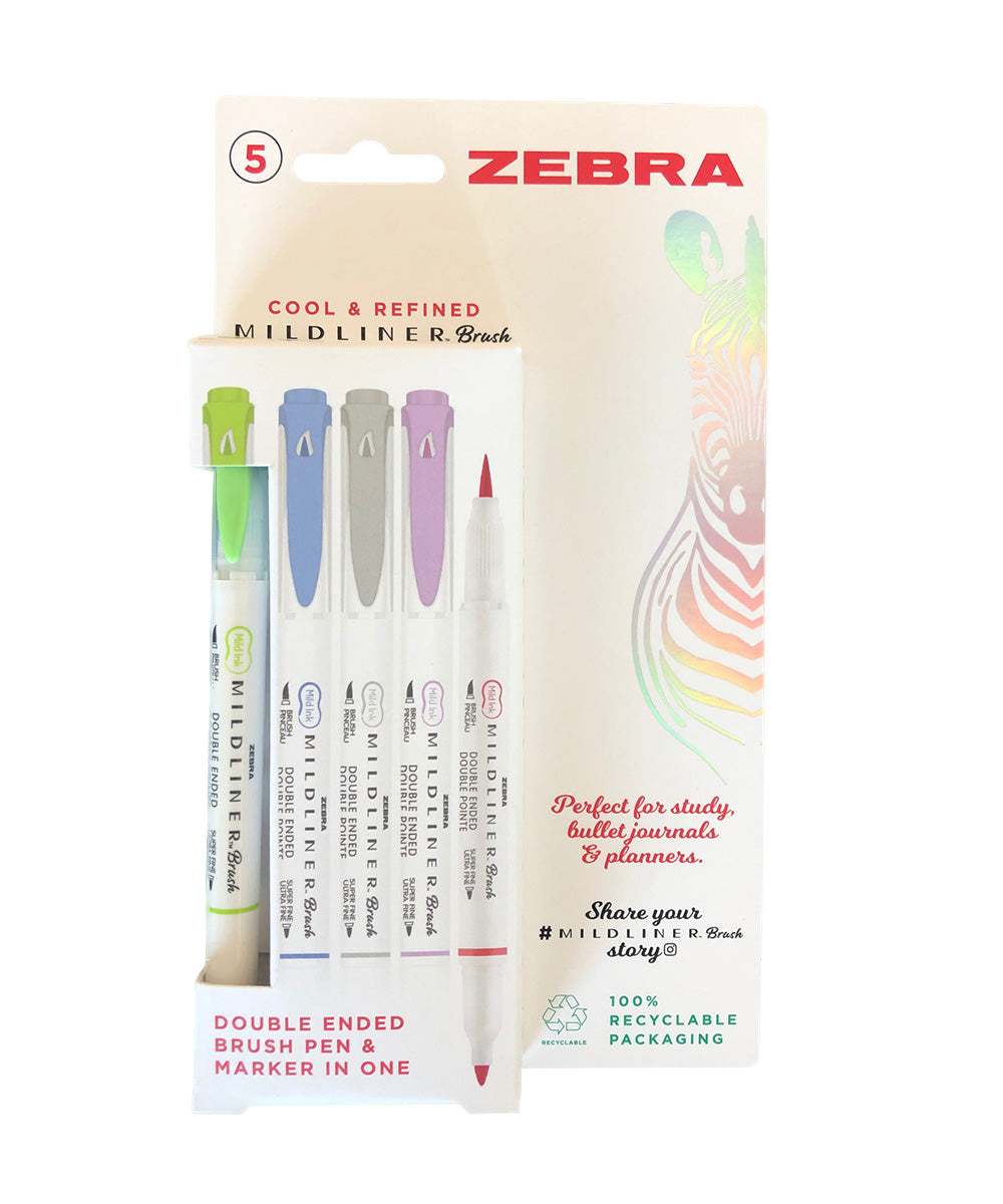 Zebra Mildliner Brush 5 Color Set Deep & Warm